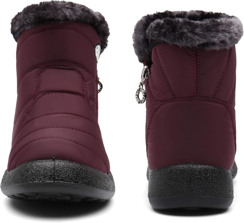 Hsyooes Womens Warm Fur Lined Winter Snow Boots Waterproof Ankle Boots Outdoor Booties Comfortable Shoes for Women