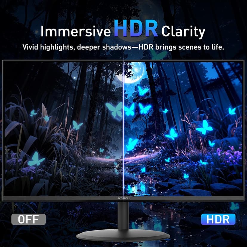SANSUI 22 Inch 120Hz Monitor, FHD Computer Monitor 4000:1 Contrast Ratio with Adaptive Sync, HDR 100% sRGB, HDMI x 2, VESA Mount, Eye Care for Home/Office (ES-22X3AH, One HDMI Cable Included).