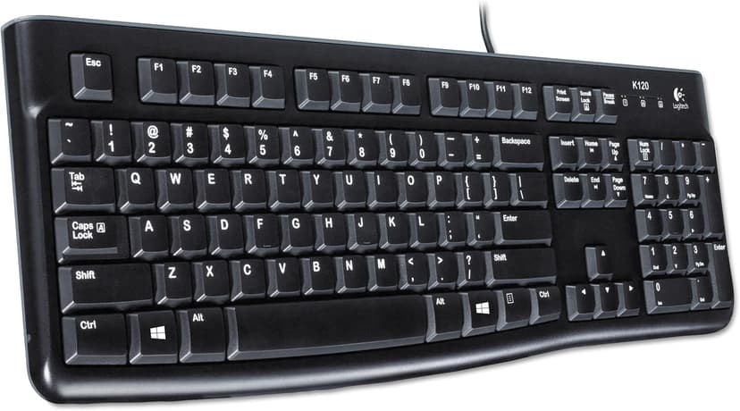 Logitech K120 Wired Keyboard for Windows, USB Plug-and-Play, Full-Size, Spill-Resistant, Curved Space Bar, Compatible with PC, Laptop - Black
