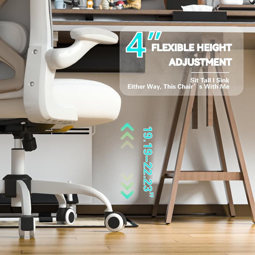 Office Desk Chair with Ergonomic Lumbar Support, Extra-Thick Seat Cushion, Flip-up Arms, Breathable Mesh Back, Computer Task Chair for Home Office