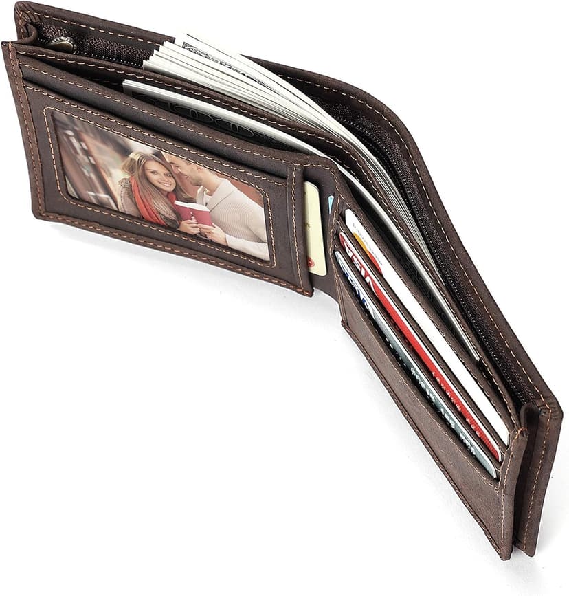 Personalized Engraved Wallet for Boyfriend Husband from Wife Girlfriend - Valentines Day Christmas Birthday Anniversary Wedding - I Love You - Men Bifold Leather Wallets for him