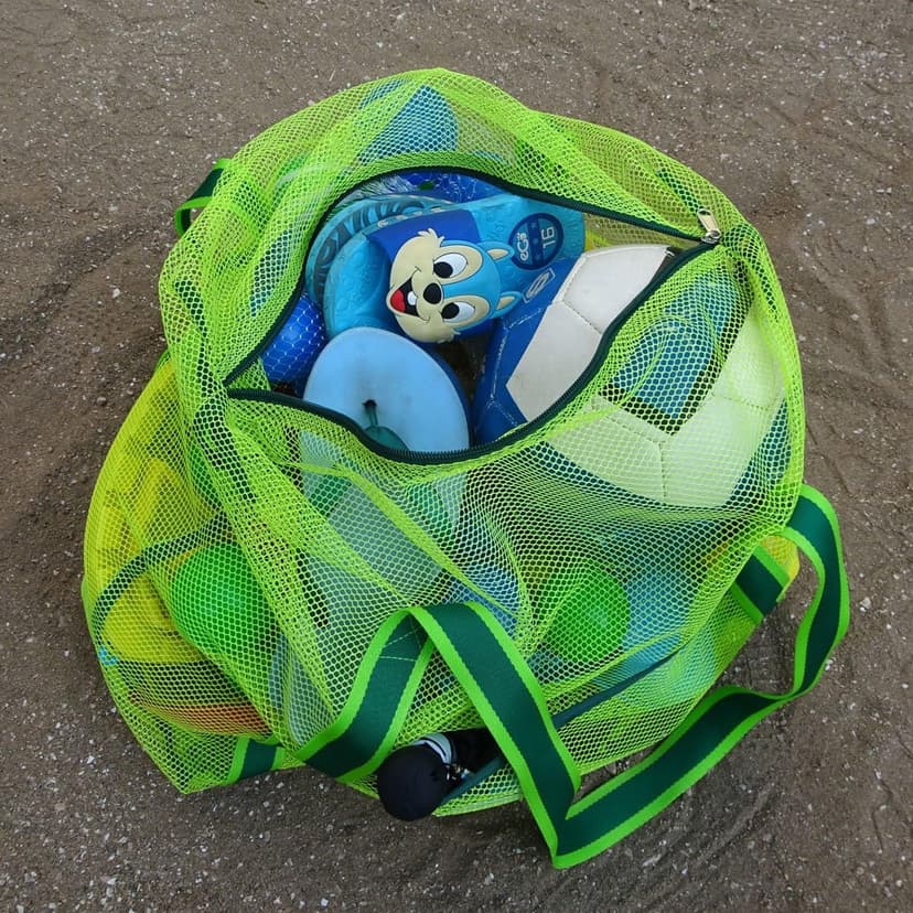 Leberna Large Beach Bag with Zipper Lightweight Beach Toy Bag Mesh Bag for Swimming Pool Sand Toys