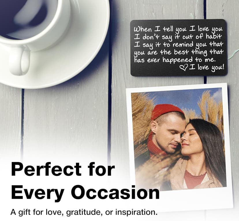 I Love You Card for Wallet – Surprise Gift for Him or Her - Voted Best Love Gift for Men or Women - Engraved, Durable, and Stays in Their Wallet Forever - Black Envelope Included