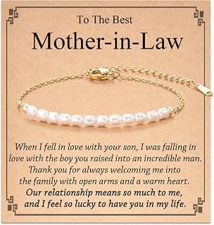 Birthday Christmas Mothers Day Wedding Day, Lobster Clasp, 6.5" + 2" Tarsus Artificial Pearl Bracelet, Gifts for Mom/Mother-in-Law/Bonus Mom B0CHDX2TSR