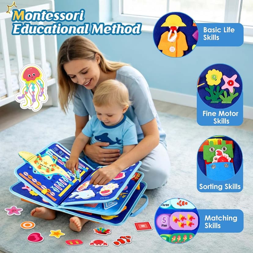 Winblo Toddler Busy Board - Montessori Toys for Toddler Boy Girl Birthday Gift, Educational Learning Sensory Busy Book for Toddlers Boys, Toddlers Activities Travel Toys for Airplane Car B0GYQZCVWG