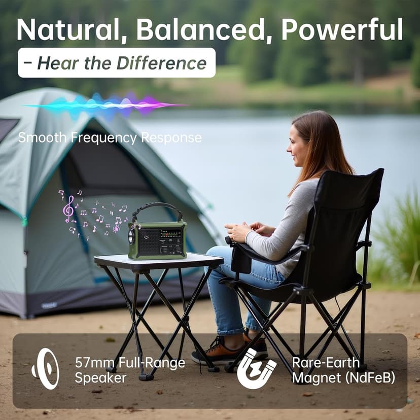 AM FM NOAA Weather Radio Battery Operated with 2-Mode LED Flashlight Cell Phone Charger Dual Outputs SOS Solar Radio Emergency Hand Crank 12000mAh with Clear Signal B0F4QW1PP1