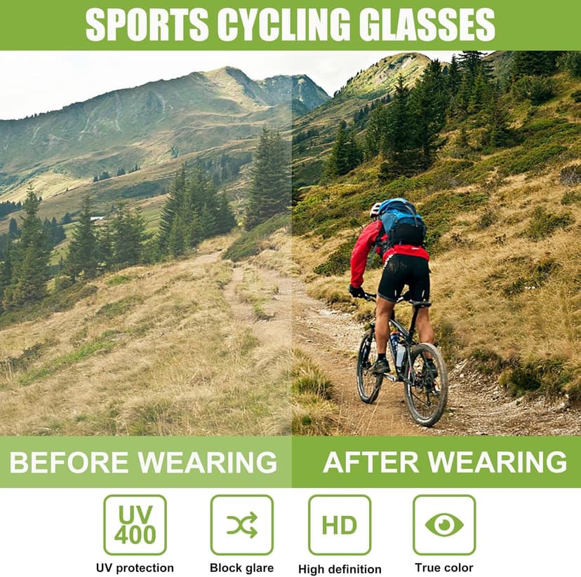 TURVSTPC Sport Running Sunglasses for Women Men, Professional Cycling Glasses Mens Sunglasses Wrap Around Uv400 Protection