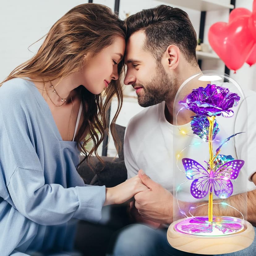 QUNPON Mothers Day Rose Gifts for Mom Flowers Rose Gifts for Women,Birthday Gifts for Women,Purple Butterfly Flowers for Mom Mother Day Flower Gifts from Daughter Son,Gift for Sister,Her,Grandma,Wife