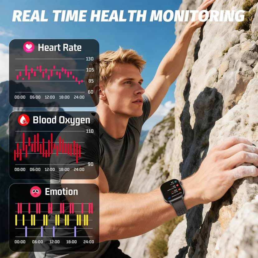 uaue GPS Smart Watch for Men, Fitness Tracker with 178+ Sports Modes, Fitness Watch with 2.06" AMOLED Touchscreen, Heart Rate/Sleep Monitor, IP68 Waterproof, Notifications for Android iOS