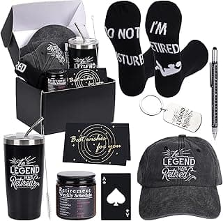 Kolewo4ever 9 Pcs Retirement Gifts for Men Christmas Gifts for Men 2025 Happy Retirement Gift for Coworker,Teachers,Dad,Grandpa Best Retire Gift Box with Insulated Tumbler Baseball Cap Socks