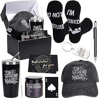 Kolewo4ever 9 Pcs Retirement Gifts for Men Christmas Gifts for Men 2025 Happy Retirement Gift for Coworker,Teachers,Dad,Grandpa Best Retire Gift Box with Insulated Tumbler Baseball Cap Socks