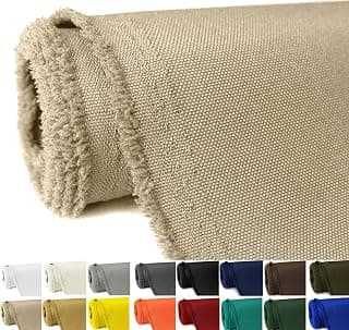 Waterproof Canvas Fabric by The Yard 58" W 600D Upholstery Polyester Material Indoor Outdoor Water Resistant Fabric for Chair Cushion Furniture Cover Sewing DIY Cloth, 1 Yard Khaki