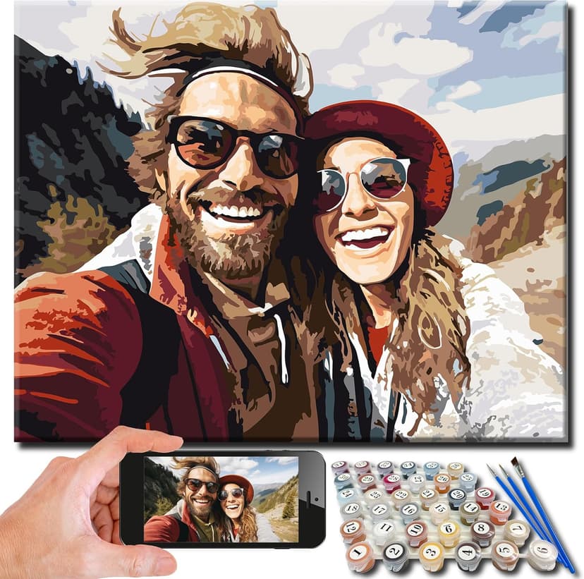 Kidstique Customize Your Personalized DIY Paint-by-Numbers kit Using a Photo of Your Choice. Great Gift idea for Valentine's Day, Mother's Day, Father's Day 16x20