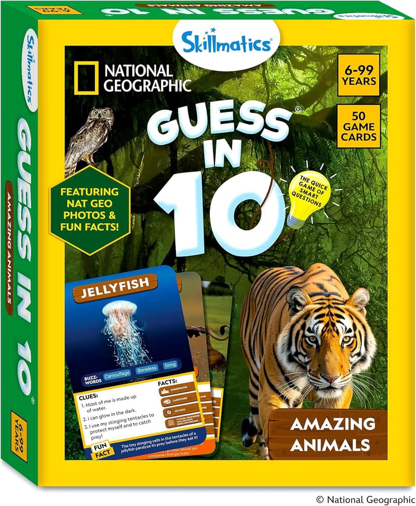 Skillmatics Guess in 10 National Geographic Animals, Educational Card Game for Kids & Families, Animal Trivia & Travel Game, Screen-Free Fun, Gifts for Ages 6, 7, 8, 9 and Up