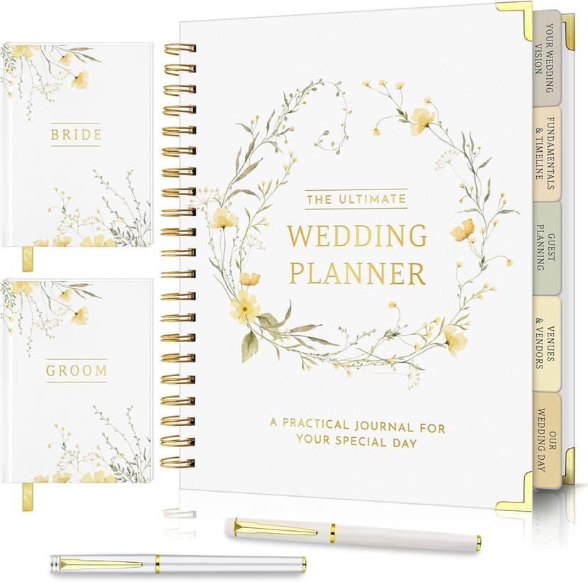 All-In-One Wedding Planner Book | Wedding Planning Organizer, Bridal Planner & Vow Books Set | Wedding Countdown Calendar | Bride Planner | Wedding Gift