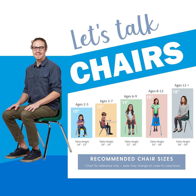 FDP 18" School Stack Chair, Stacking Student Seat with Chromed Steel Legs and Nylon Swivel Glides For In-Home Learning, Classroom or Office - Green (4-Pack), 10384-GN
