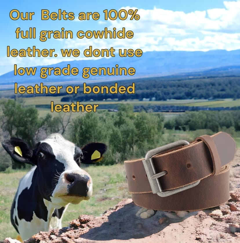 F&L CLASSIC Men's Casual Full Grain Classic Leather Dress Belt For Jeans,1.5" Wide, USA