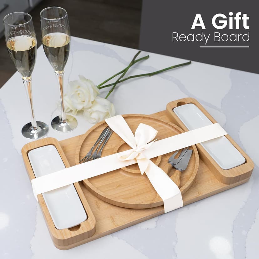 Meat Cheese Platter, Movie Nights, Family Gatherings, BBQ Picnic Essentials, Dinner Party Hosting Appetizer, Wine Nights Charcuterie Boards Set, Bamboo Cheese Tray with Serving Accessories B0CJH76S39