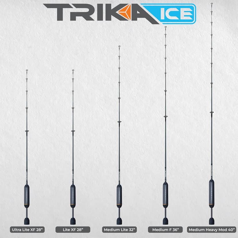 TRIKA Ultralight Ice Fishing Rod, Sensitive Carbon Ice Fishing Pole for Trout, Walleye, Perch, Panfish Bluegill, Crappie, Bass - 28”/32”/36”/40”