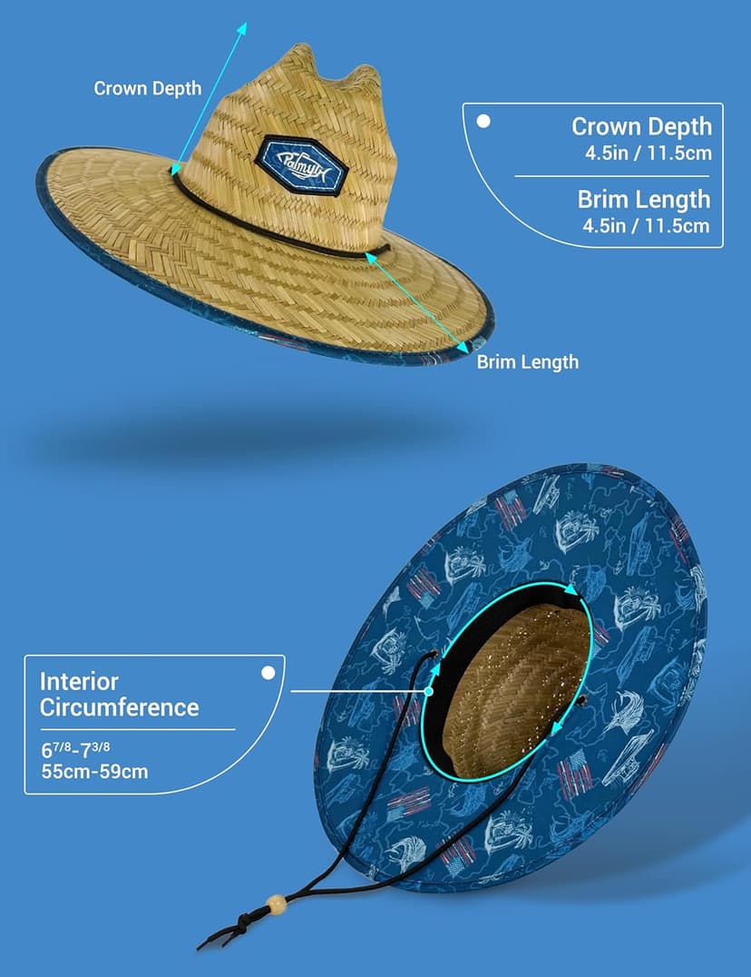 Palmyth Straw Hat for Men & Women Sun Hats, Lifeguard Hat, Beach Hat, Fishing Hat Wide Brim UPF 50+ Sun Protection
