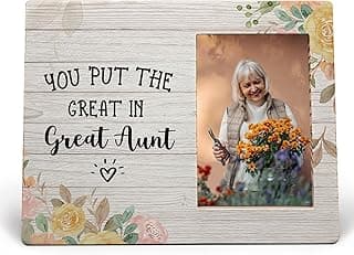 Great Aunt Picture Frame, Mothers Day Gifts for Auntie, Gifts from Niece Nephew, You Put the Great in Greataunt Wood Photo Frame for 4x6 Photos