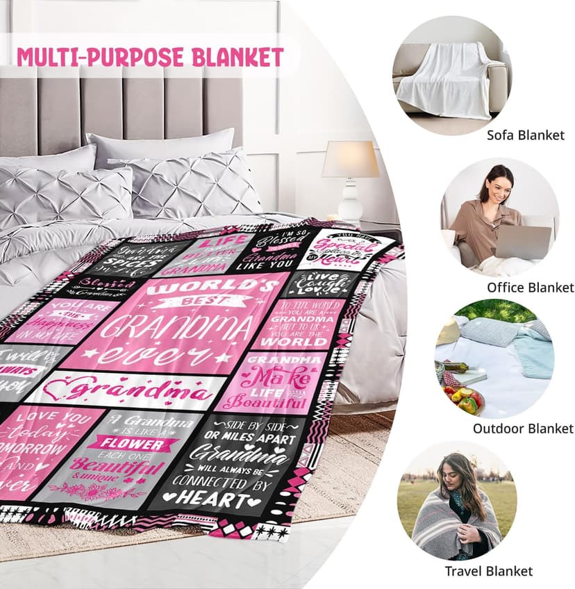 Soft and Cozy Keepsake Blanket, Thoughtful Gift for Christmas, Mother's Day Grandma Birthday Gifts, Best Grandma Ever Gifts Blanket 50"x60" B0DDSFFW4W