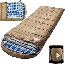 0 Degree Canvas Sleeping Bag for Adults, Cotton Flannel Sleeping Bag for Winter Camping, Fishing, Hunting or Traveling, Durable Cotton Canvas Shell and Removable Flannel Liner