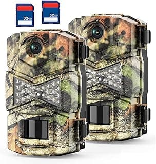 2 Pack Trail Cameras with Night Vision Motion Activated Waterproof,30MP Game Camera,1080P HD Trail Cam with SD Card for Wildlife Monitoring,Outdoor Scouting & Security