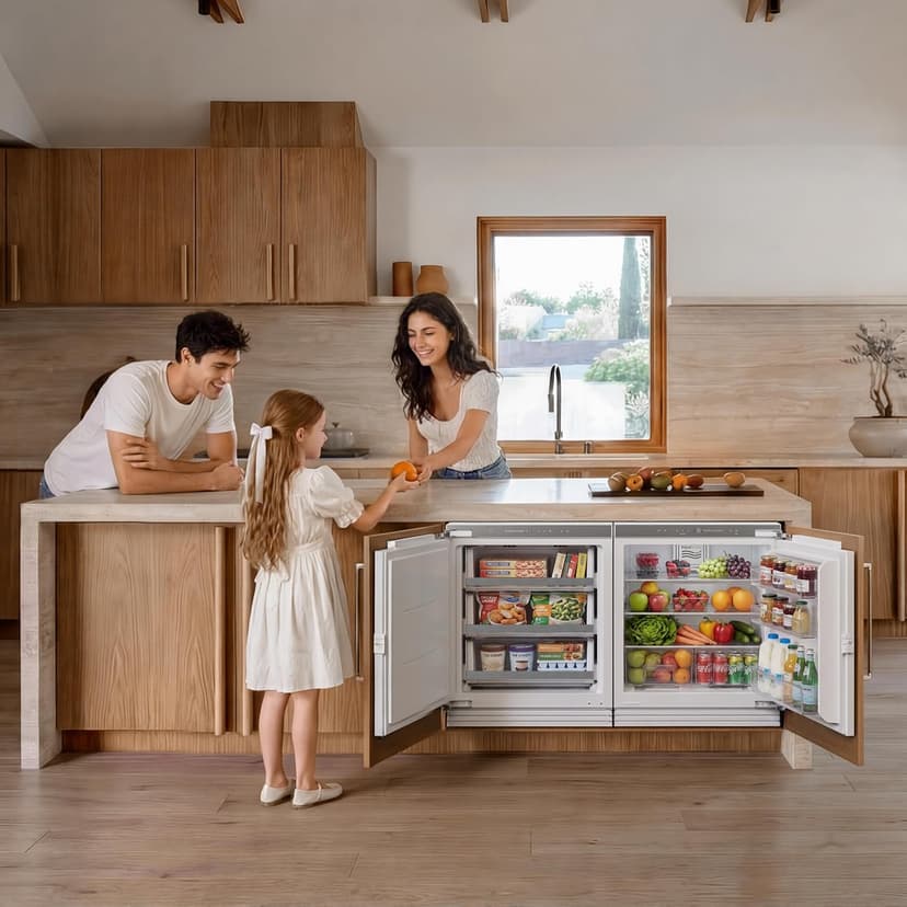 Ca'Lefort 48'' Panel Ready Refrigerator Bundle, Built-in Panel-Ready Fridge with Freezer Perfect for Kitchens -11°F-46°F Precise Freeze Control Reversible Door (Panel Not Included)