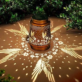 Hummingbird Birthday Gifts for Women Mom Grandma Solar Lanterns Outdoor Waterproof Garden Decor Metal Hanging LED Decorative Light for Patio Yard Lawn Backyard Front Porch Gardening Gifts