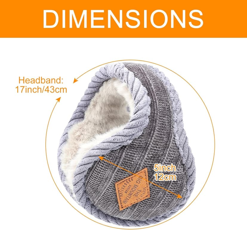 Surblue Winter Unisex Earmuffs Knit Foldable Adjustable Wrap around Ear Warmers