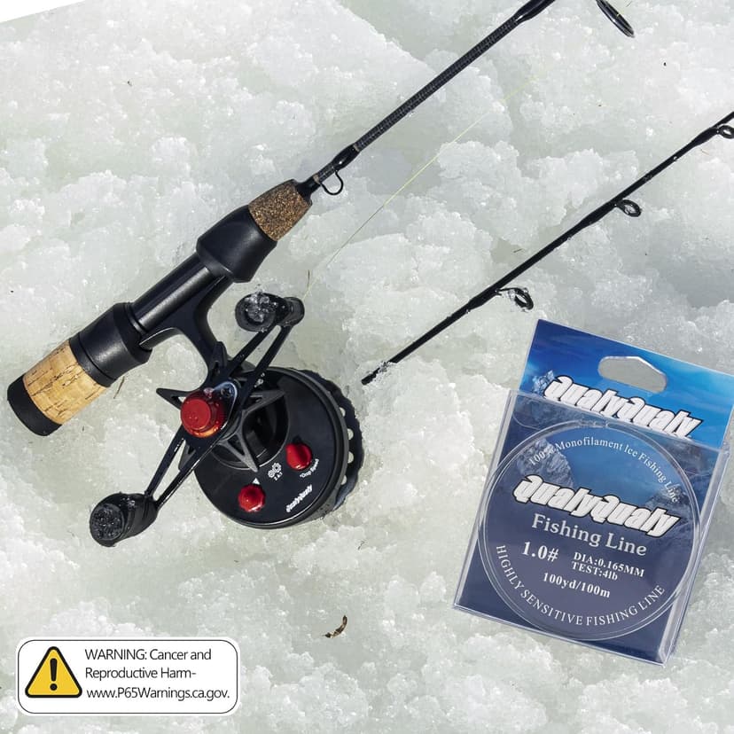QualyQualy Ice Fishing Rod and Reel Combo 24 inch M/ML Inline Ice Fishing Combos 2 Different Tips for Walleye Perch Panfish and Trout