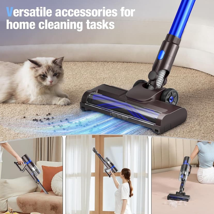 Cordless Vacuum Cleaner, 550W 45KPA 50Min Vacuum Cleaners for Home, Self-Standing Stick Vacuum with Touch Screen, 3 Power Modes, Rechargeable Battery, Handheld Vacuum for Pet Hair Carpet Floor