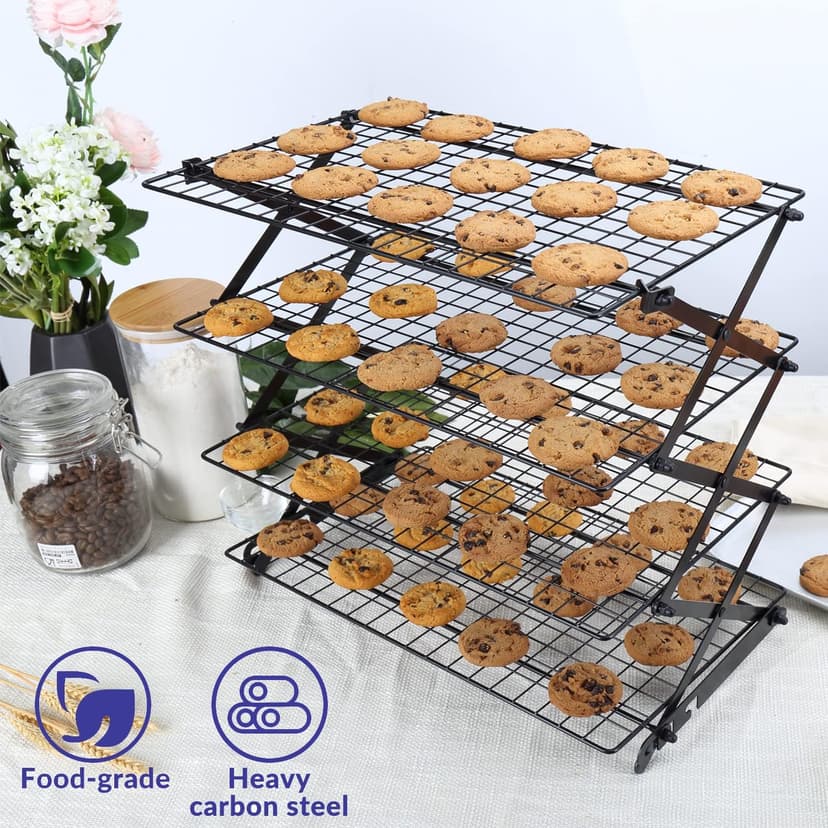 Geesta 2/3/4-Tier Upgraded Collapsible Cooling Rack with Adjustable 3 Setting Design Stackable Roasting Cooking Drying Wire Cooling Rack for Cookies Baking Gifts for Women B08BL5MP3Z