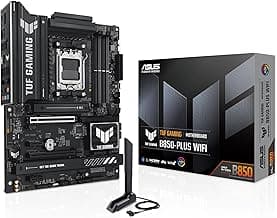 ASUS TUF Gaming B850-PLUS WiFi AMD AM5 B850 ATX Motherboard, 14+2+1 80A Stages, AI Ready, DDR5, PCIe 5.0, 3X M.2, Wi-Fi 7, 2.5Gb LAN, DisplayPort, HDMI™, USB 10Gbps & 20Gbps Type-C®, BIOS Flashback™