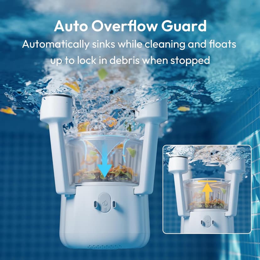 (2026 Upgrade) BUBLUE F10 Pool Surface Skimmer Robot,Robotic Pool Skimmer with App Control,Powerful Suction,5L Filter,Dual Cleaning Modes, AI Navigation,Ideal for In-Ground & Above-Ground Pools,White