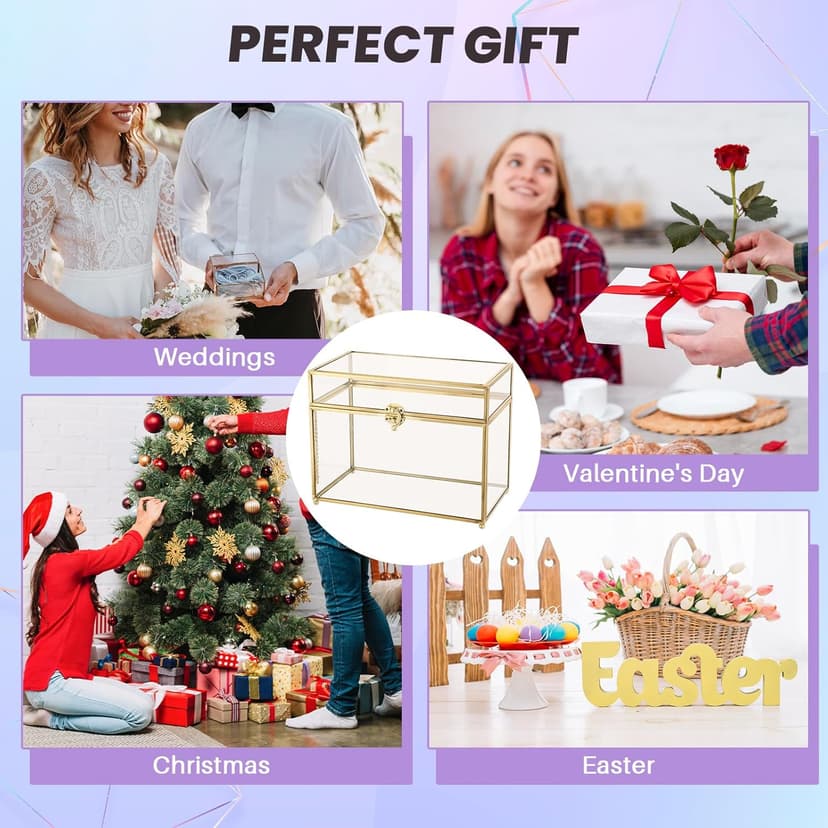 MAOPINER Single Automatic Watch Winder with Japanese Mabuchi Quiet Motor & 10 x 5.7 x 7.8 inch Vintage Gold Glass Jewelry Box