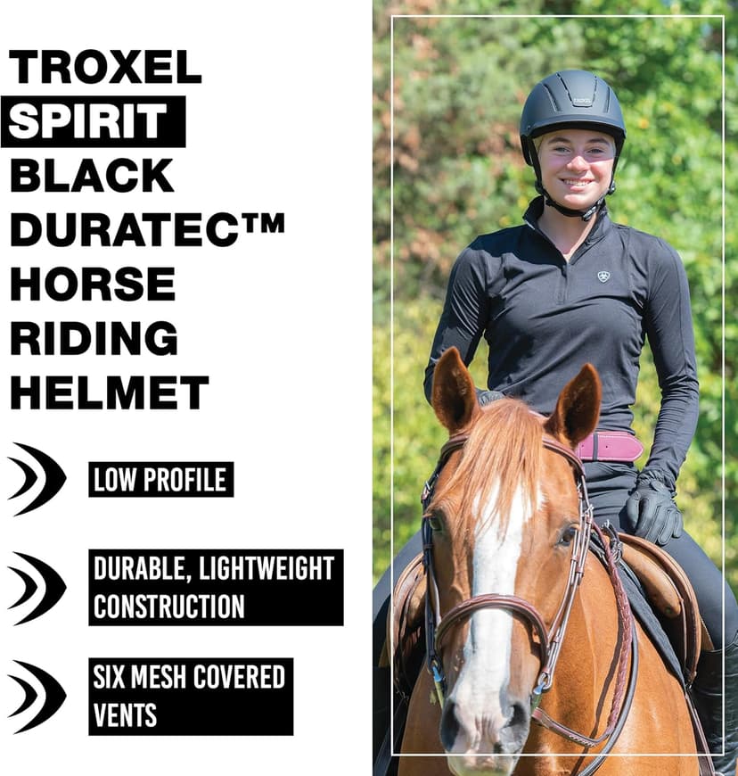 Troxel Spirit Duratec Full Coverage Horse Riding Helmet, Low-Profile Adjustable Design, Safety Horseback Riding Gear