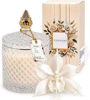Decorative Soy Candles Birthday Gifts for Women, Elegant Glass Jar, 14.8oz, 80Hr Long Lasting Burn, Luxury Candles for Women VIONAMI Ghost Orchid Rare Flower Fragrance Luxury Scented Candle Gift B0FBMMZPXL