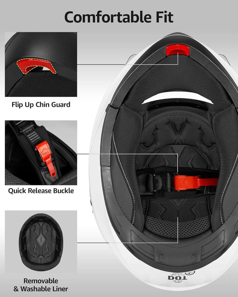 Motorcycle Modular Full Face Helmet DOT Approved - YEMA Helmet YM-925 Motorbike Casco Moto Moped Street Bike Racing Helmet with Sun Visor for Adult Youth Men and Women