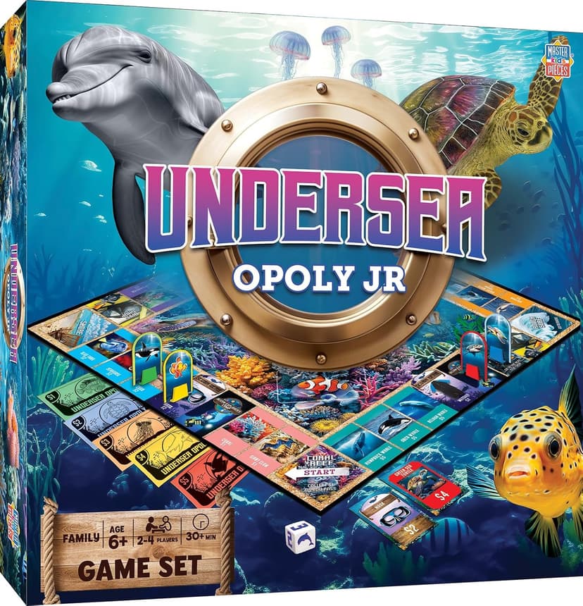 MasterPieces Kids & Family Board Games - Undersea Opoly Jr. - Officially Licensed Board Games for Kids, & Family