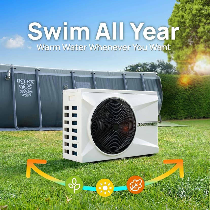 AQUASTRONG Inverter Swimming Pool Heat Pump,Pool Heater for Above Ground and Inground Pool Heating and Cooling Pool Heater, Smart WiFi Control Pools Up to, 7000 Gallons