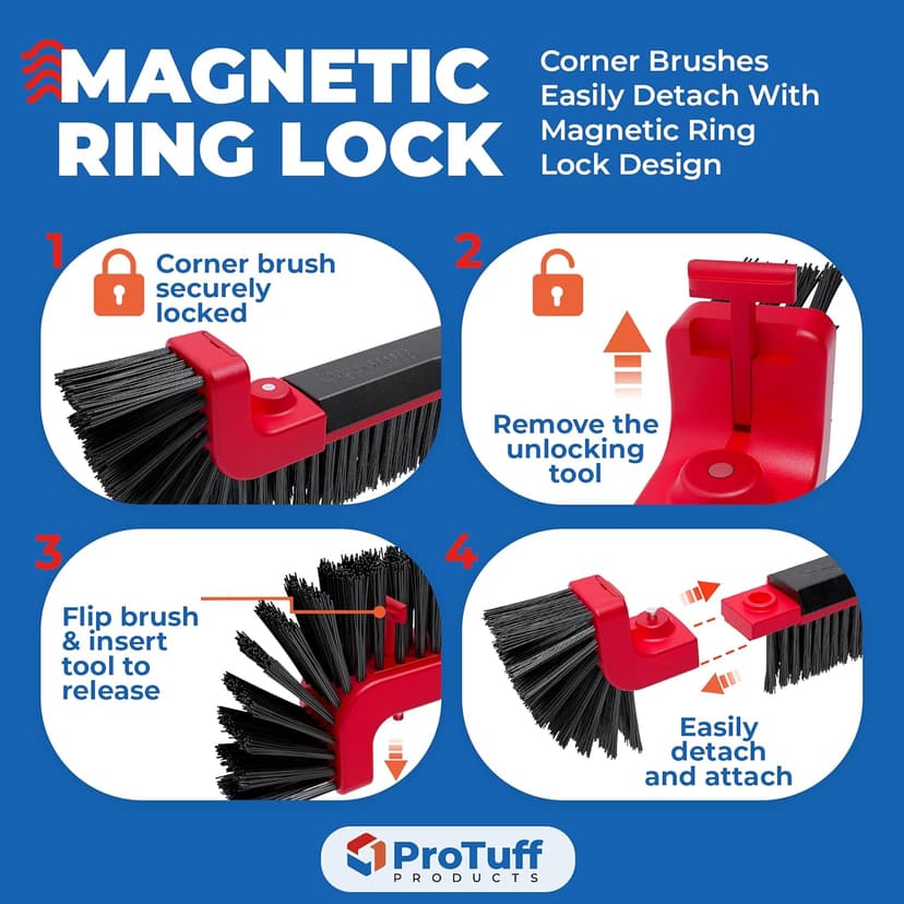 ProTuff 22" Pool Brush Head – Comes Sturdy Bristles, Tough on Algae, Dirt & Grime – Cleans 3X Faster – Extra-Wide Pool Scrubber Brush with Pole Attachment Option