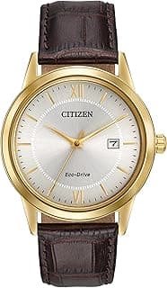Citizen Men's Classic Eco-Drive Leather Strap Watch, 3-Hand Date
