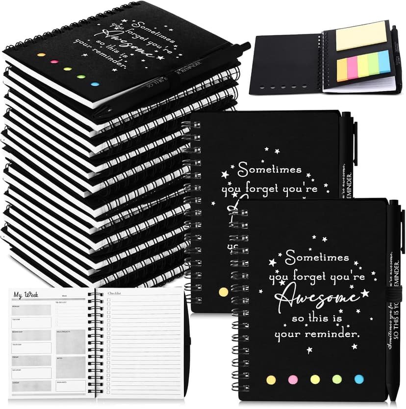 Appreciation Gift for Dsp Ma Coworker Office Staff, Customer Service Week, Thank You A6 Notebook Planner with Sticky Note Pen Resurhang 24 Set Customer Service Appreciation Gift for Staff, Black B0DG5J24WP