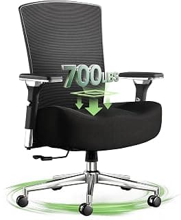 Big and Tall Office Chair 700lbs with Ergonomic W Wide Thick Seat Cushion, Oversized Mesh Desk Chair with Adjustable Lumbar Support, Computer Chair with Upgraded 4D Armrests