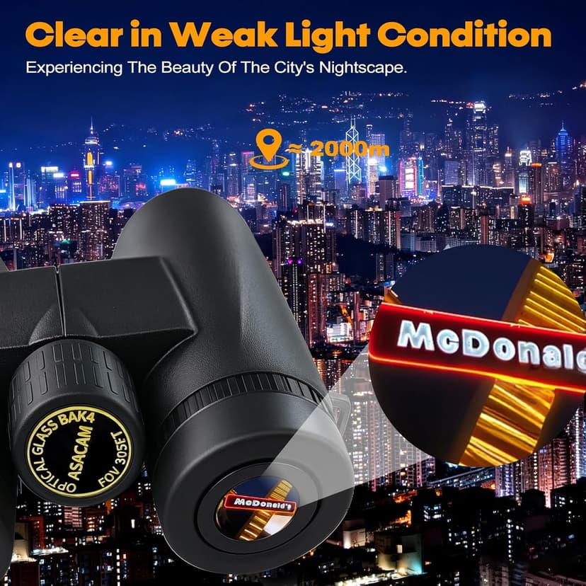 Asacam 10x42 HD Binoculars for Adults, BAK4 Prism Waterproof Lightweight Binoculars with Low Light Vision for Bird Watching, Hunting, Hiking, Travel, Cruise