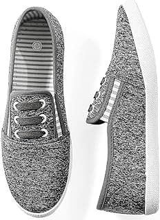 kufeiti Women's Canvas Slip On Shoes Sneakers for Women Fashion Comfortable White Black Elastic Sneakers for Women