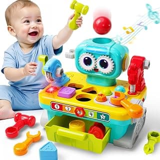 Infant Shape Sorter Activity, Kid Pounding Game, Toddler Learning Toy, 1st Birthday Gift 12 18 24 Month Girl Age One 1 2 3 Yr iPlay, iLearn Toddler Musical Workbench Toy, 1 Year Boy Gift, Baby Tool Set B0CWNGN5V2