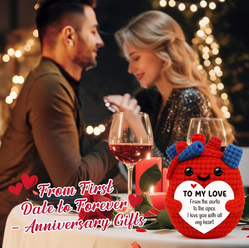 Crochet Heat Christmas Valentines Day Stocking Stuff Gifts for Girlfriend,Wedding Romantic Long-Distance I Love You Gifts for Girlfriend Gf,Anniversary Birthday Gifts for Girlfriend